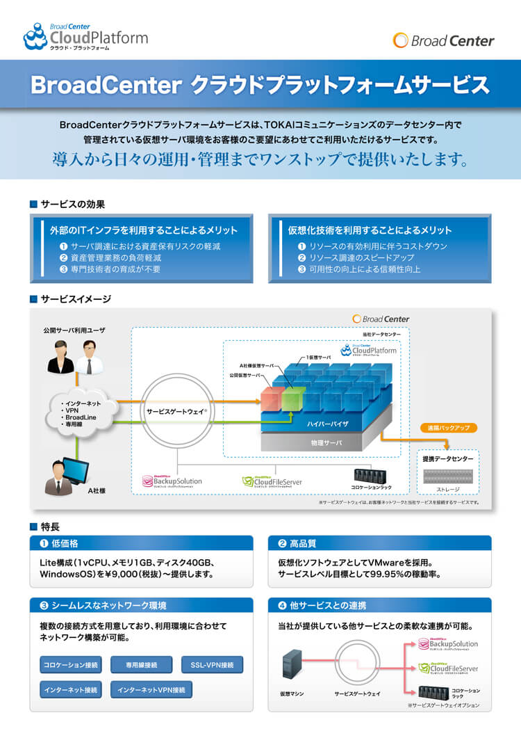 BroadCenterクラウドプラットフォームサービス